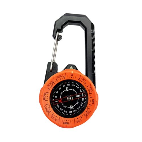 QSTDGVPW Hiking Compass Multifunctional Compact Climbing Compass Accurate with Carabiner for Survival Emergency Mountaineering Camping, Orange