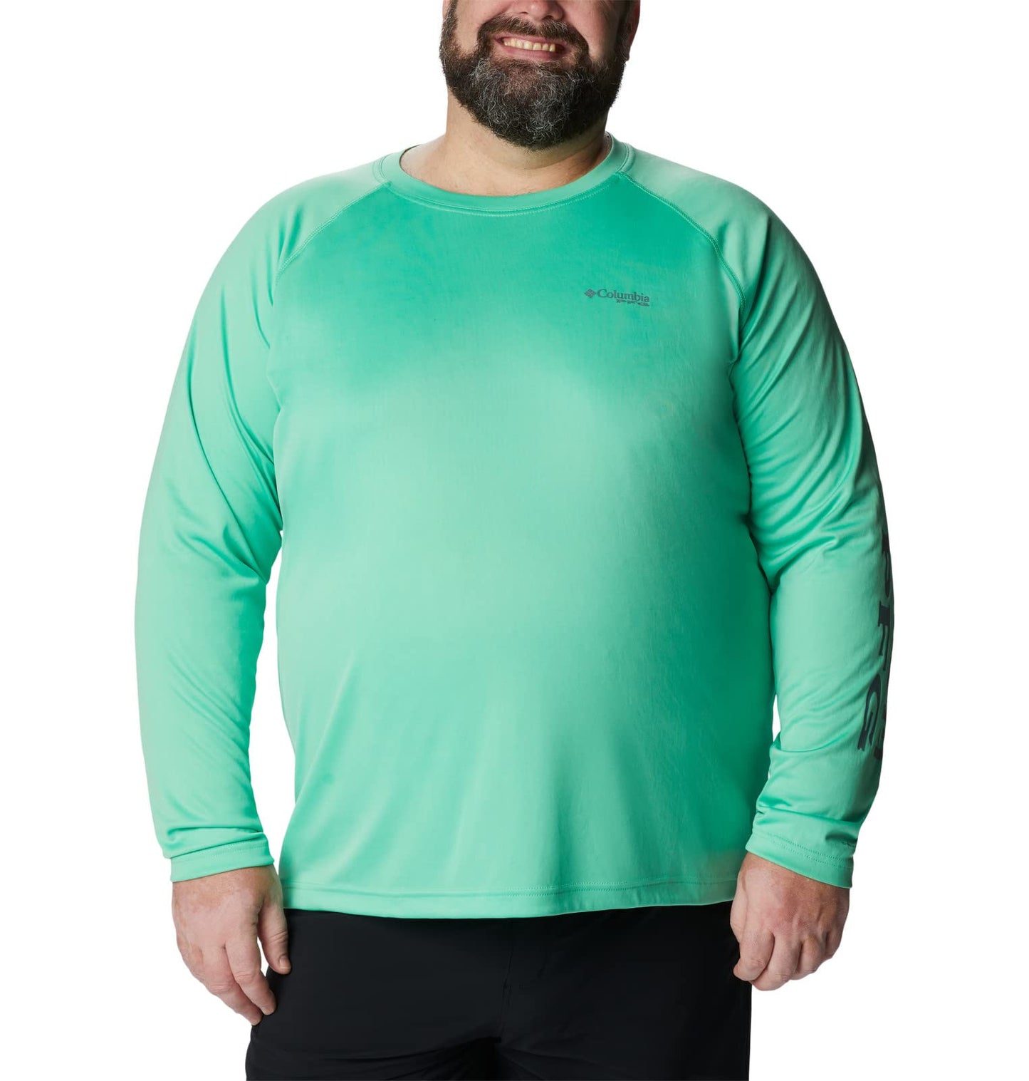 Columbia Men's Terminal Tackle Long Sleeve Fishing Shirt, Light Jade/Metal Logo, X-Large