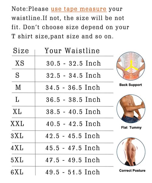 GainKee Latex Men Waist Trainer Corsets With Steel Bone Sweat Sauna Suit For Fitness (Medium)