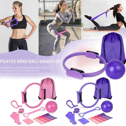 Pilates Essentials Kit for Women, 13-Piece Home Pilates Kit with Pilates Ring, Exercise Ball & Resistance Bands, Full-Body Pilates Set for Home Workouts & Yoga Training