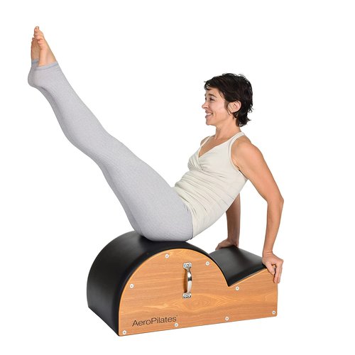 AeroPilates Stamina Products Posture Corrector Pilates Barrel with Upholstered Surface and Built In Handle for Strength Training, Wood and Black