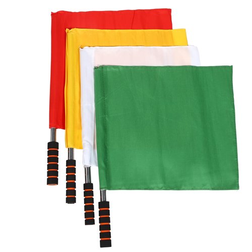 4Pcs Lightweight Referee Flags Colored Soccer Signal Flags with Non-slip Grip Handle Long-lasting for Sports Games Training and Events