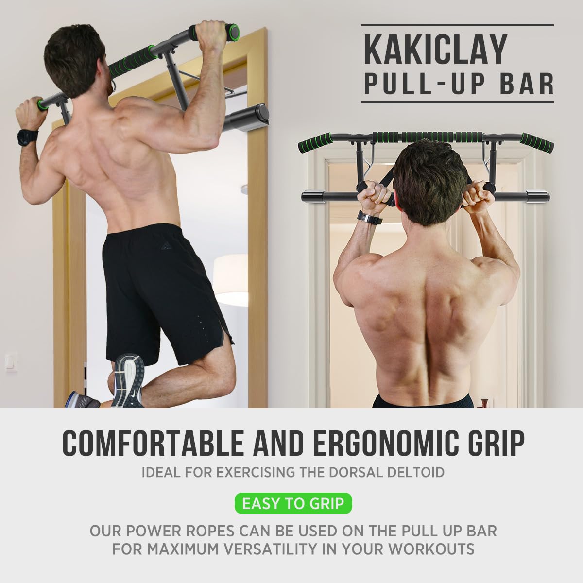 KAKICLAY Pull Up Bar for Doorway,2026 Upgrade Multi-Grip Hanging Bar for Home Gym, Max Capacity 440 lbs Multifunctional Portable Chin Up Bar - USA Original Patent, Designed, Shipped, Warranty