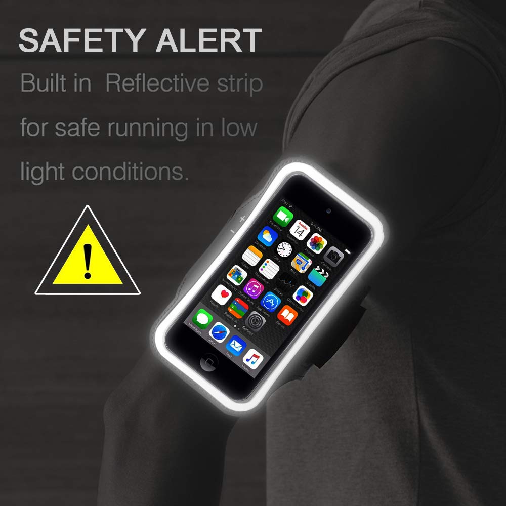 iPod Touch 7th 6th 5th Generation Armband. JEMACHE Gym Running Exercises Workouts Sport Arm Band Case for iPod Touch 7/6/5/4 Generation with Key Holder (Black)