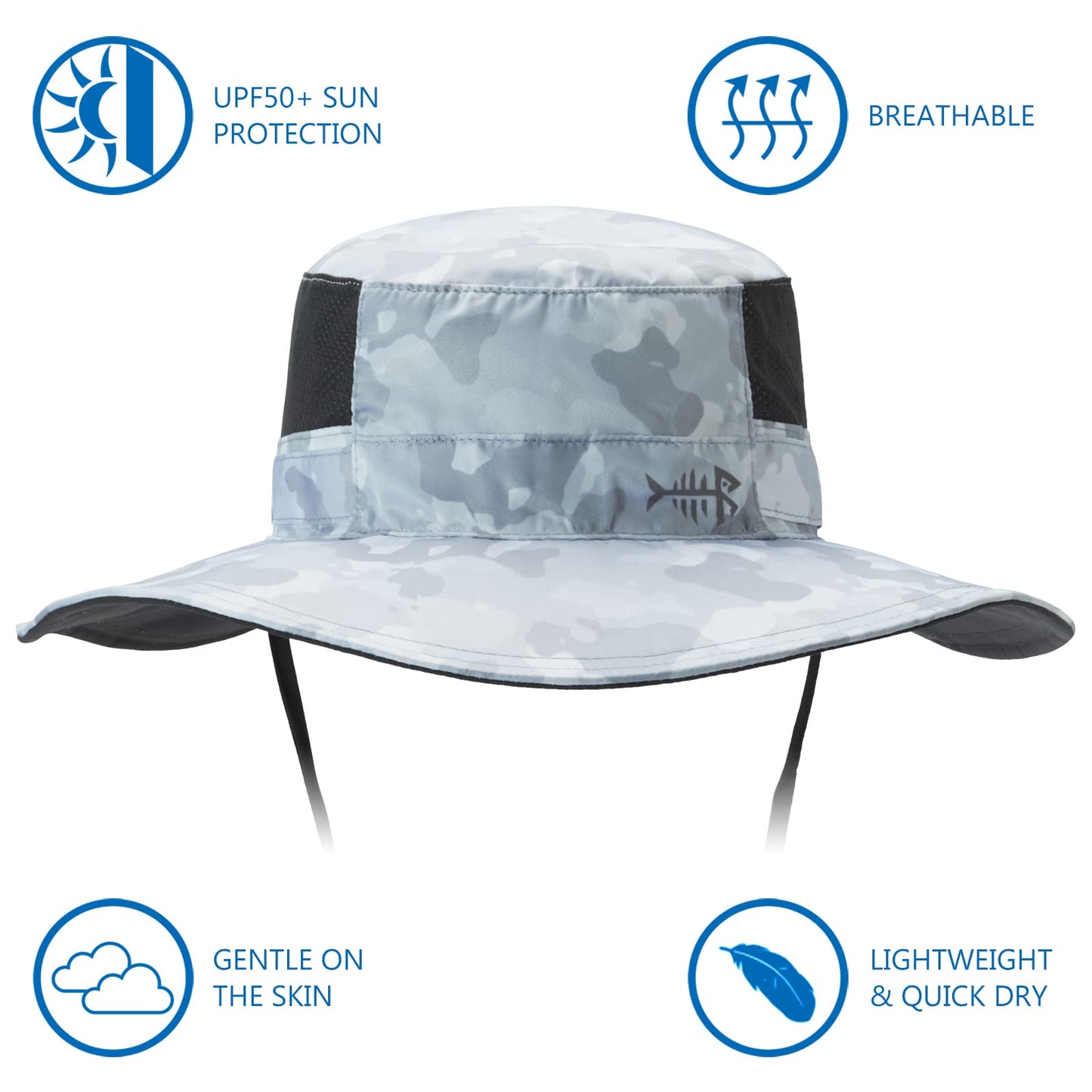 BASSDASH UPF 50+ Sun Fishing Hat Water Resistant with Detachable Neck Flap
