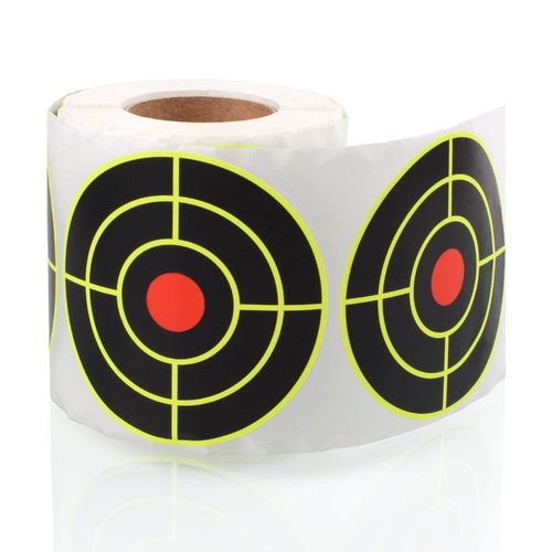 SKLK-SEL 3" Reactive Paper Targets 250 Pcs Splatter Targets Stickers Targe with Fluorescent Yellow for Shooting Range for BB Gun, Pellet Gun, Airsoft, Rifle Shooting Practice (Round-Yellow)