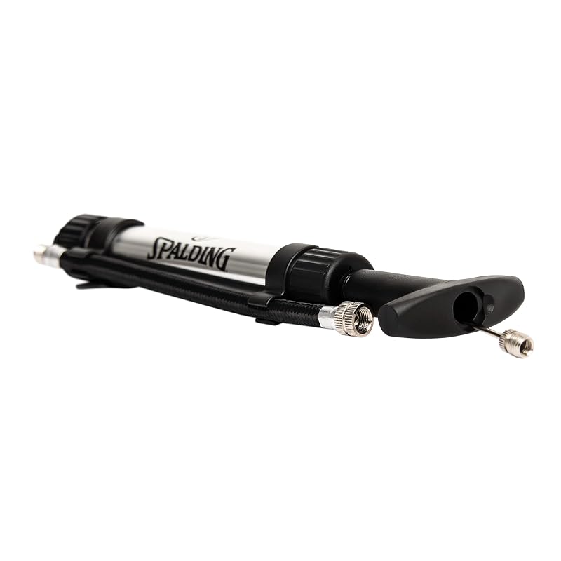 Spalding Dual Action 6" Chrome Ball Pump - Ideal for Basketball, Volleyball, Football, Soccer, Rugby (Includes Needle) - Variation: Dual Action