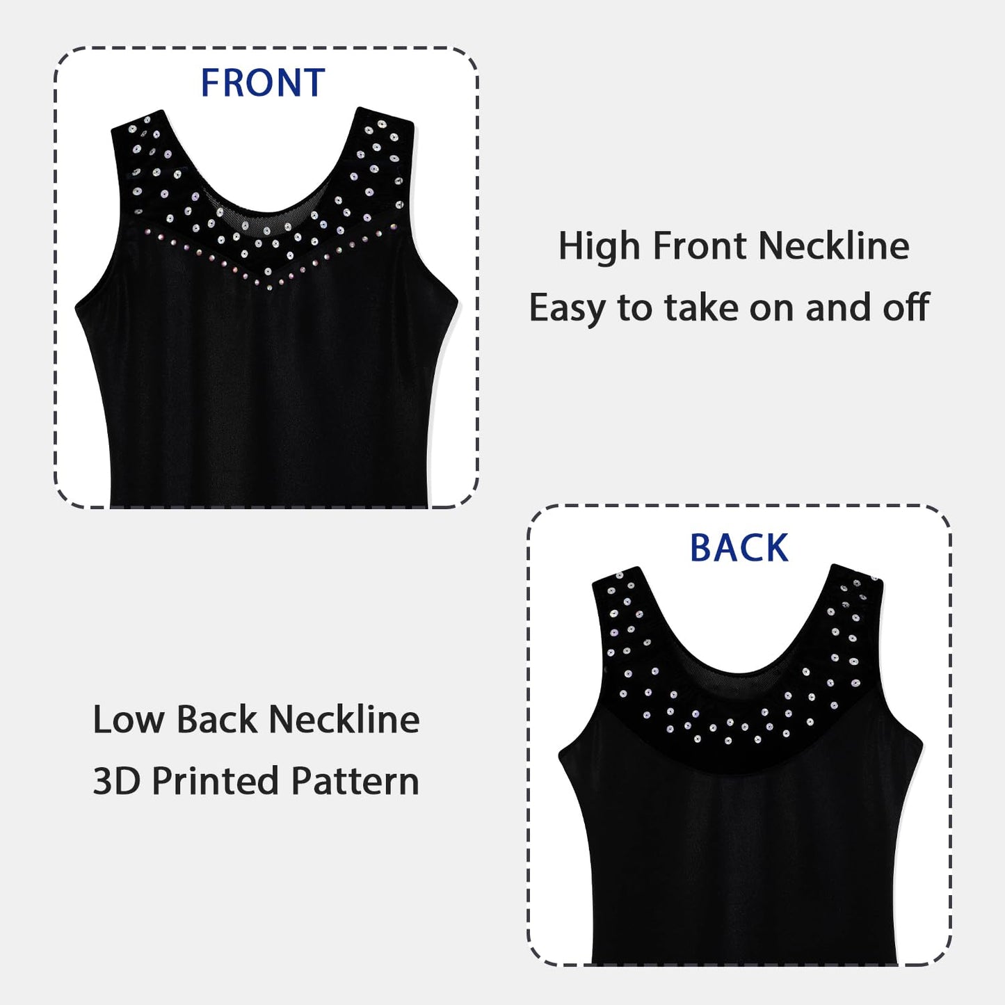 XiaoMoSha Leotards for Girls Gymnastics with Shorts, Print Biketards Dance Outfits for Kids (Black,140 7-8Y)