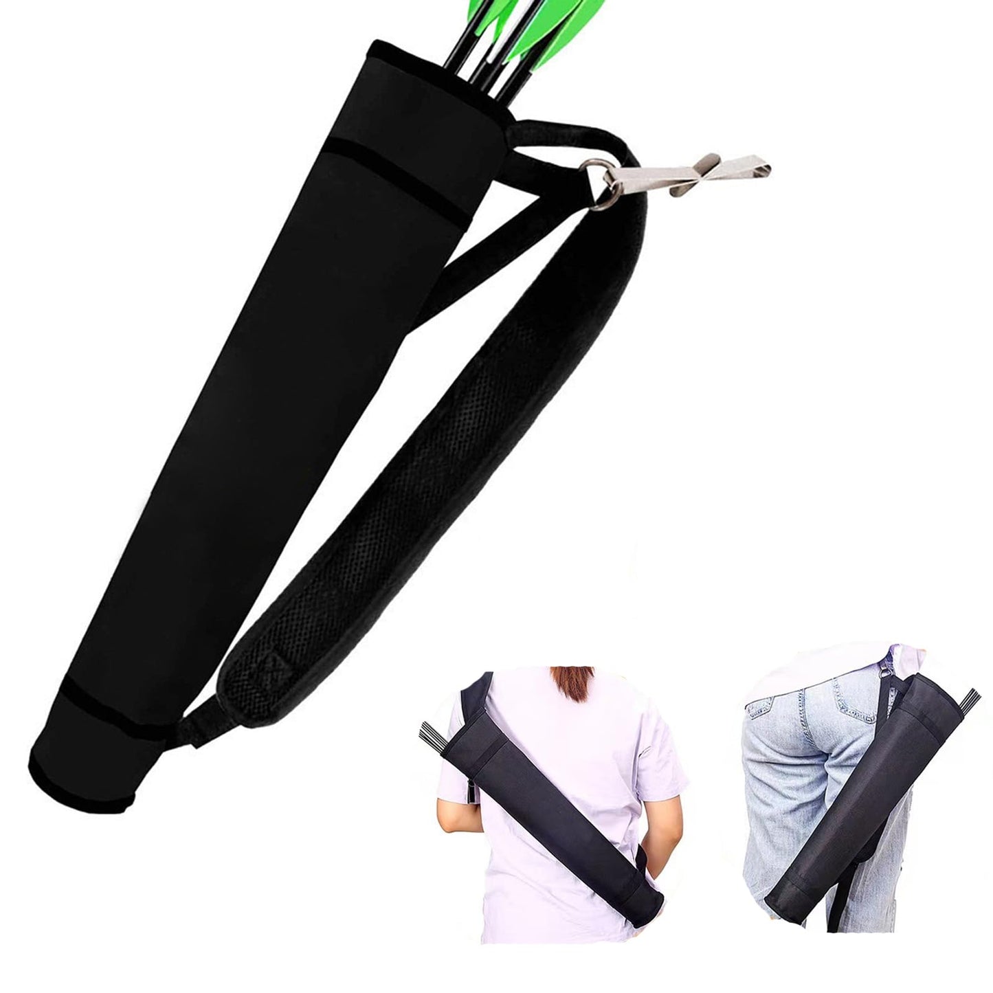 KURUGEILI Archery Quiver Back and Hip Quivers Adjustable Arrow Backpack Bag Holder Side Hip Arrows Bag for Compound Recurve Bow Practice Target Hunting