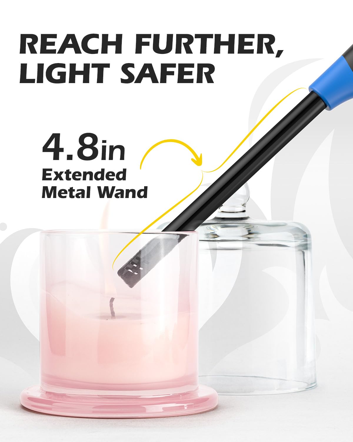 NEON Lighter, Refillable Butane Candle Lighter, 4 Pack Multi-Purpose Reusable Lighters with Long Metal Wand and Adjustable Soft Flame for BBQ, Grill, Stove, Camping, Hiking, Fireplaces, Kitchen