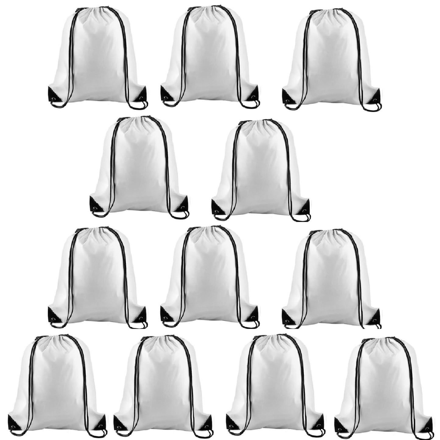 KUUQA 12 Pcs Drawstring Backpack Bags Bulk White Drawstring Bag Foldable Gym Bag Sports Cinch Sack String Backpack Storage Bags for Women Men Shopping Gym Travel Sports