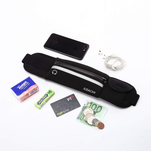 Jueachy Running Belts for Women Waterproof Fanny Pack Running Waist Pouch Phone holder Adjustable Sports Money Belt with Headphone Port