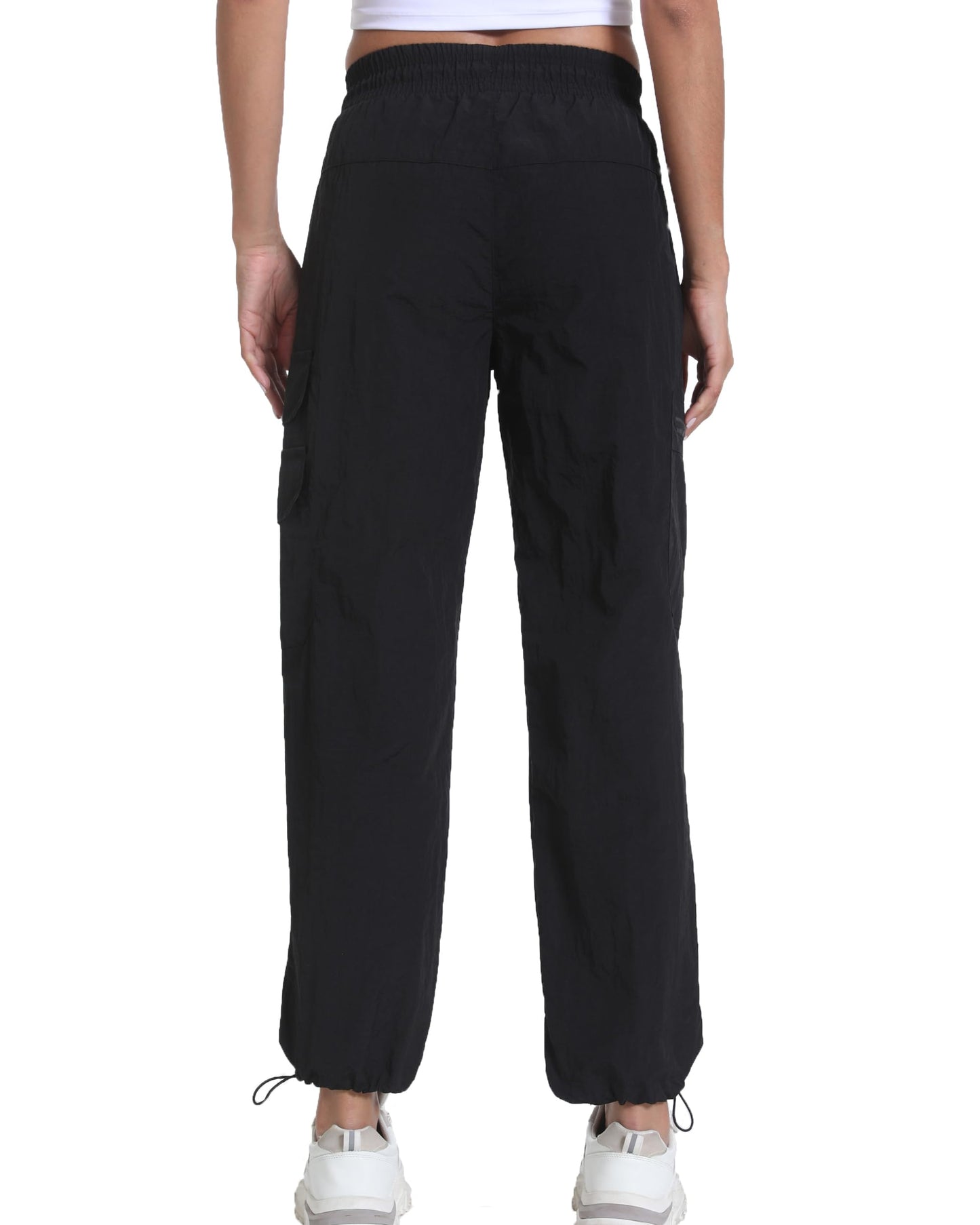 Womens Hiking Pants Water Resistant - Cargo Joggers for Women with Pockets Lightweight Quick Dry Travel Camping Pants(Cargo Dark Black, Medium)