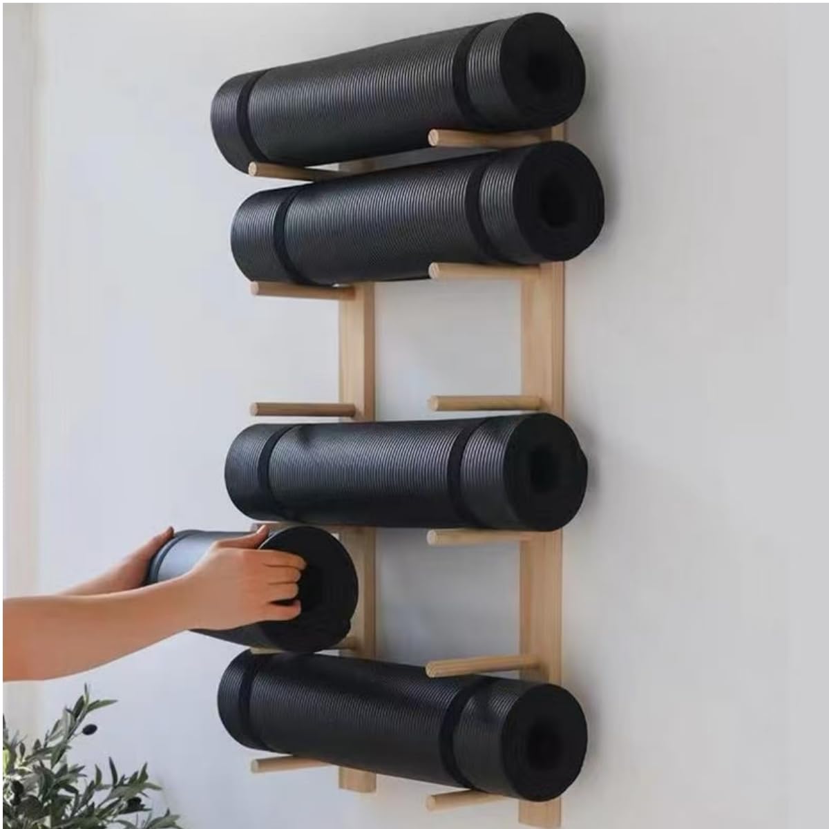 JVHOO Yoga Mat Holder Wall Mount, Yoga Mat Storage Racks, for Home, Commercial Gym, Freestanding Display Shelf (9 Layer)