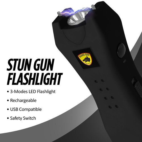 Guard Dog Security Stun Gun Flashlight and Pepper Spray Keychain Self Defense for Women Safety Set, Personal Protection, 16 ft Range