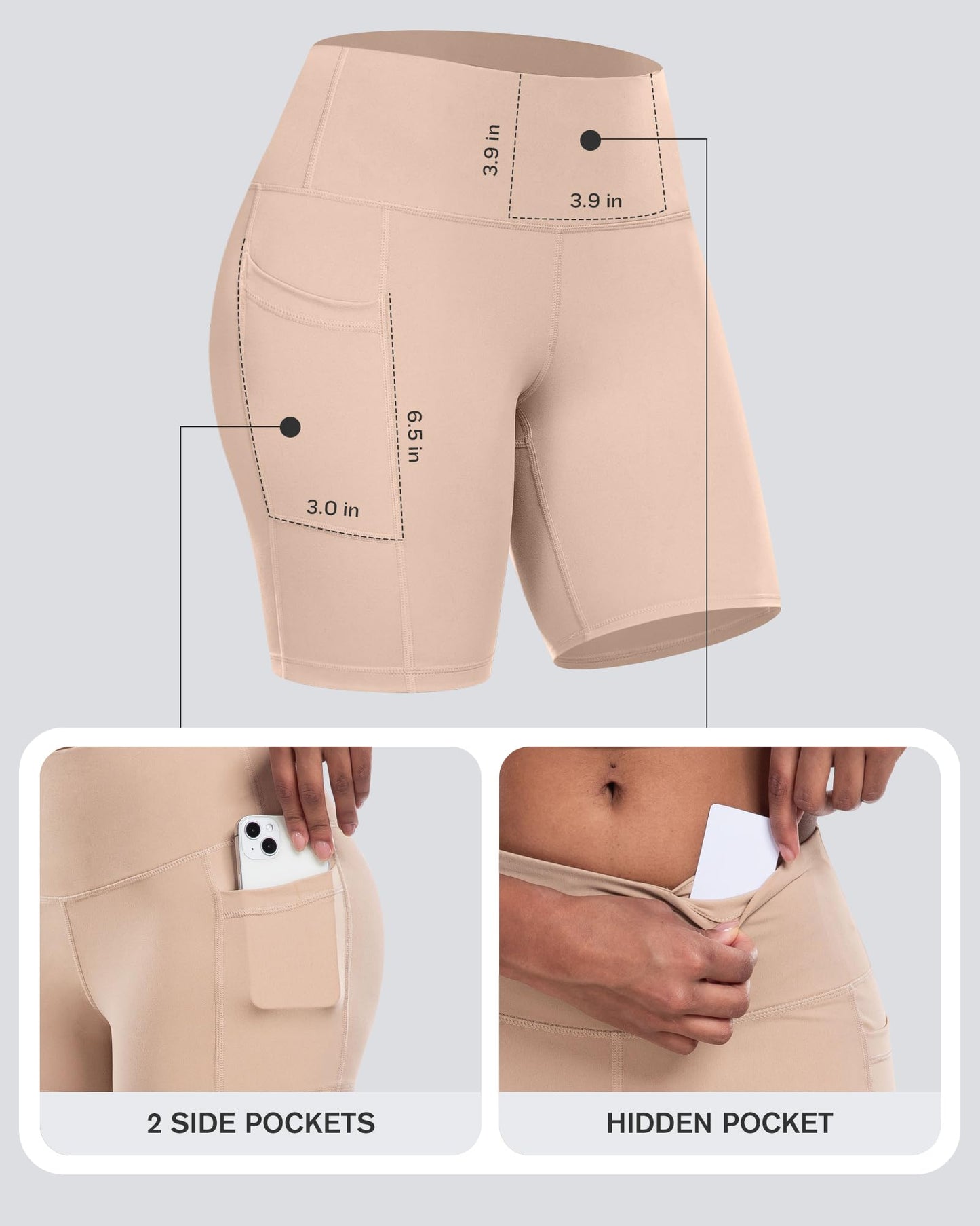 Womens Biker Yoga Shorts with Pockets: High Waisted Tummy Control Spandex Workout Athletic Gym Shorts 4 Packs(3'' 2Black,Skin,White, XL)