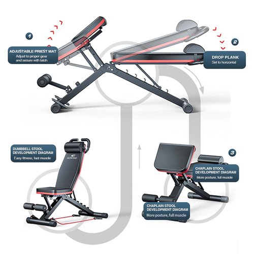 Adjustable Roman Chair for Home Gym – Foldable Back Extension Bench for Core, Hip & Lower Back Workout – Multi-Functional Hyperextension Bench with Tension Rope for Full-Body Exercise