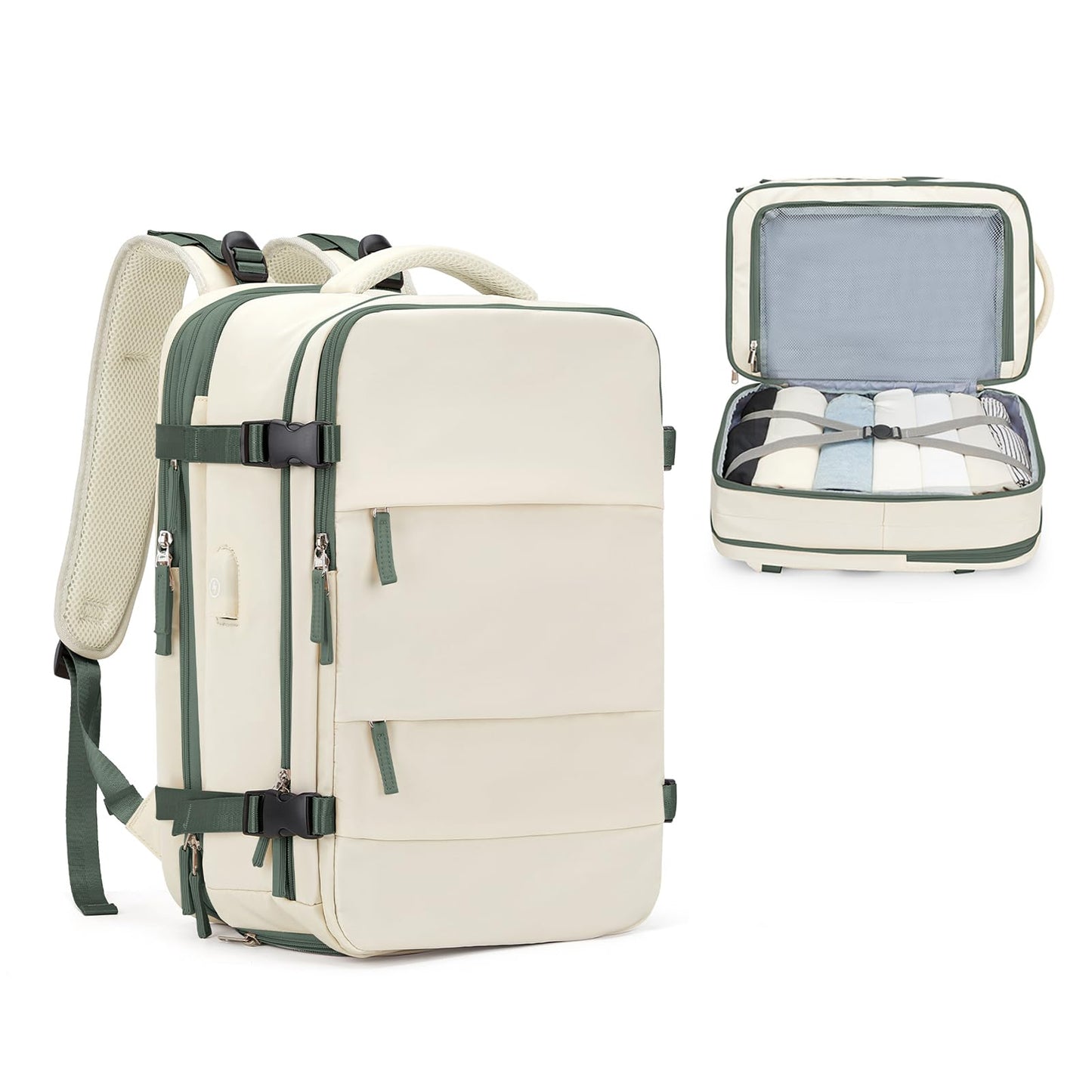 coofay Expandable Travel Backpack For Women Men Airline Approved Personal Item Backpack For Airlines Carry On Backpack Flight Approved Waterproof Backpack For Traveling On Airplane Travel Bag