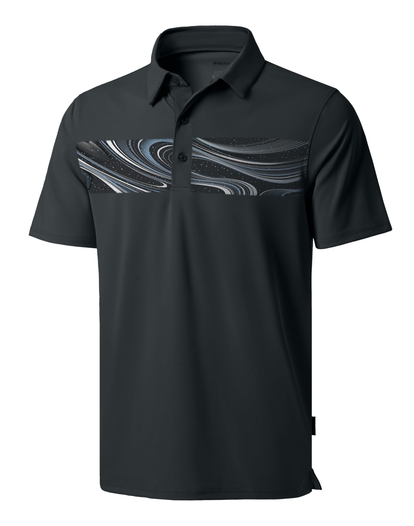 Men's Golf Shirts Dry Fit Moisture Wicking Performance Short Sleeve Collared Polo Shirts for Casual Athletic Business (Black Galaxy, 4XL)