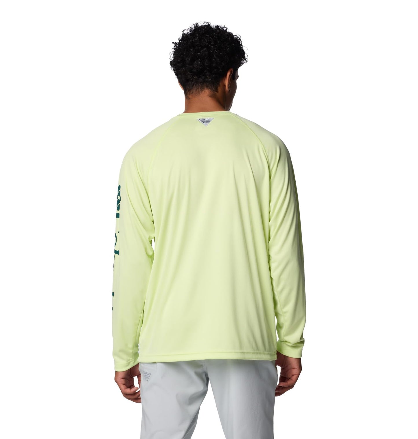 Columbia Men's Terminal Tackle Long Sleeve Shirt, Spring Yellow/Midnight Teal Logo, X-Small