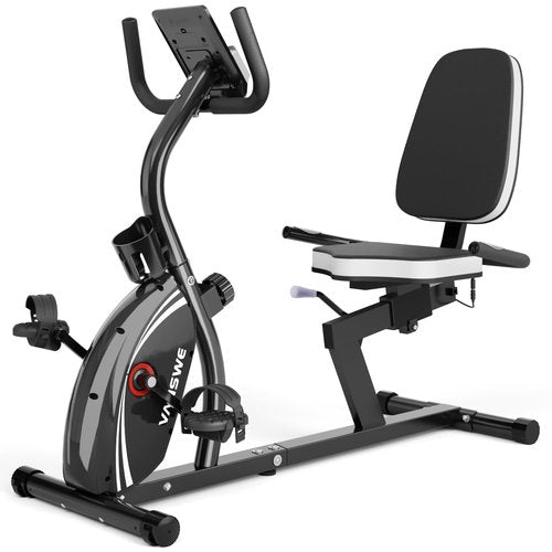 VANSWE Recumbent Exercise Bike for Adults Seniors - For Home Workout with 16 Levels Resistance, 380 lbs Weight Capacity, Bluetooth Connectivity and Pulse Sensor RB661 (Silver)