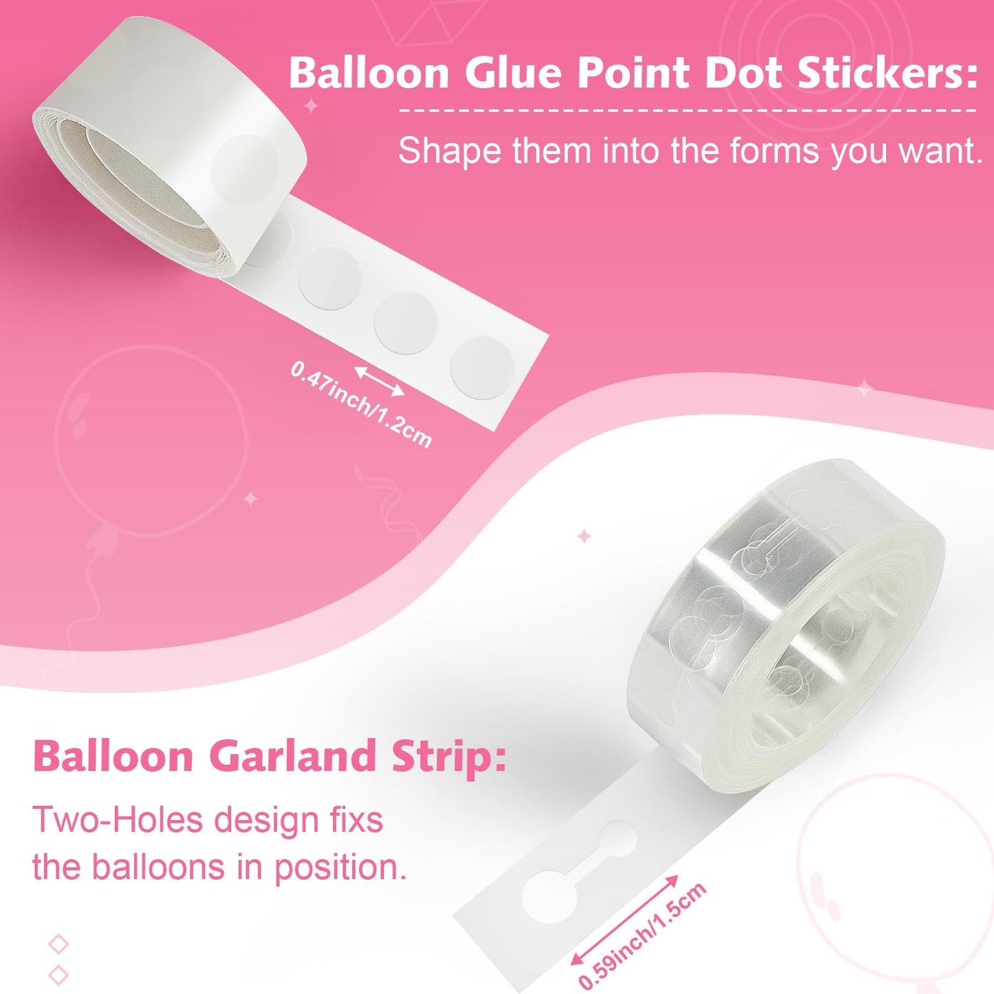 Bezente Balloon Arch Kit, 98.4ft Balloon Decorating Garland Tape Strips and 600pcs Glue Point Dot Stickers for Wedding Birthday Baby Shower Party Decorations