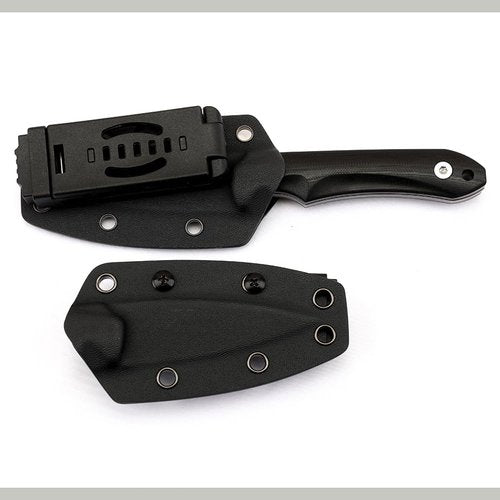 BUIPOS Tactical Fixed Blade Knife DC53 Steel G10 Handle Kydex Sheath Knives for Outdoor Camping Survival Hunting (G10 black handle black blade)