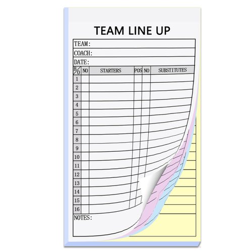 XUEJITECH 30 Sets Baseball/Softball Lineup Cards, 4-Part Carbonless Copies with Tearing Line, 30 Games with 16 Player Roster Lineup Sheet for Coaches, Team, Sports
