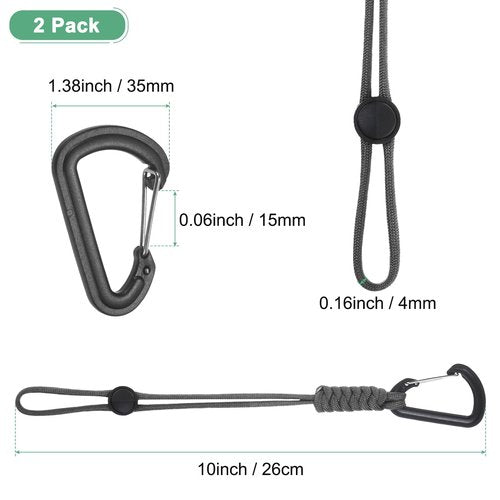 M METERXITY 2-Pack Paracord Keychains with Clips, 10 Inch Braided Lanyard Strap D Ring Adjustable Buckle Backpack Accessories for Camping/Hiking/Fishing/Traveling/Outdoor [Gray]