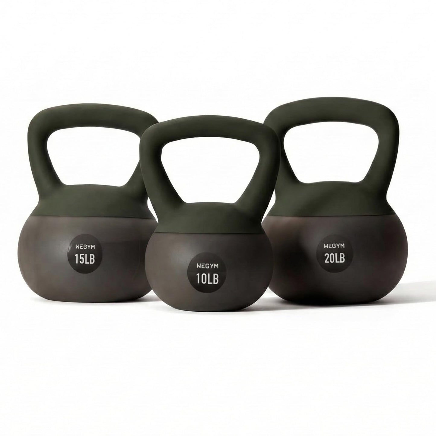 WeGym Soft Kettlebell with Cushioned Impact Resistant Base, Anti Slip Wide Grip Handle for Home Workouts, Weightlifting, Full Body Training (10+15+20+25LB - 4 Pcs Mix)