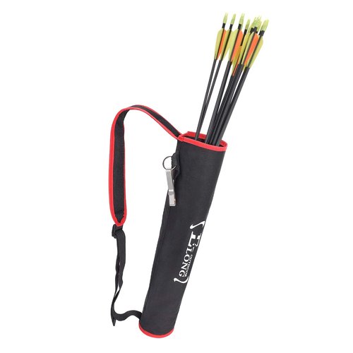 YLS Archery Hip and Back Quiver for Arrows - Black for Kids and Adults - Adjustable Holder With Padded Strap and Belt Clip - Accessories for Field and Practice