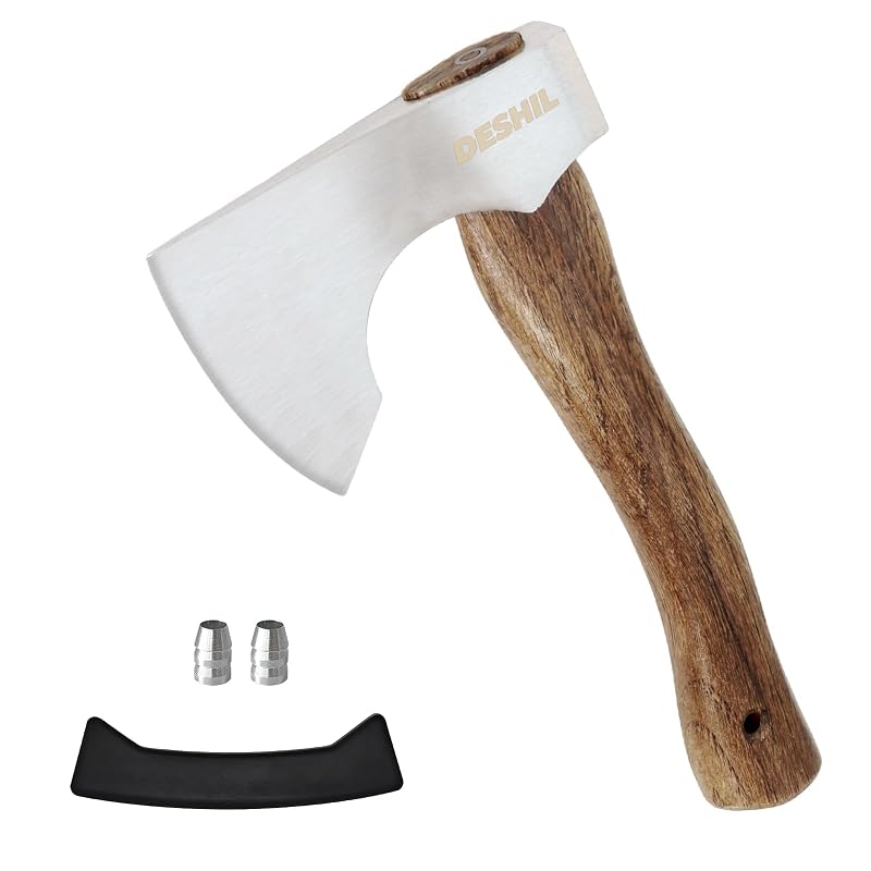 DESHIL 10-Inch Hatchet Axe - Wooden Handle, Sharp Carbon Steel Camping Tool (Variation: Wooden)