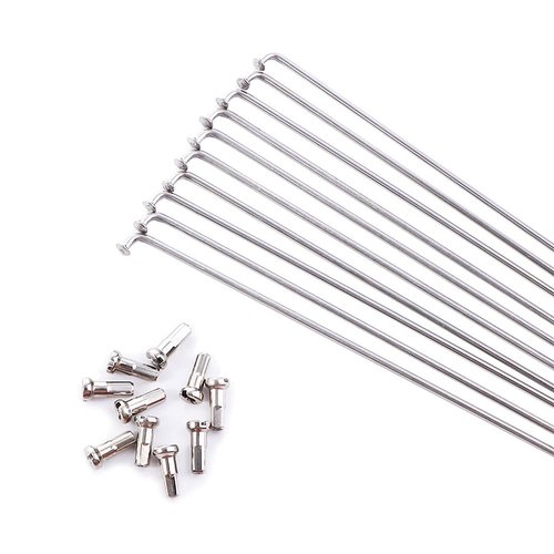 Vctitil 10 Pcs 245mm-305mm 14G Bicycle Spokes Stainless Steel Spokes and Nipples Bike Spokes for Mountain Bike Road Bike Electric Bike 700C Wheels(245MM)