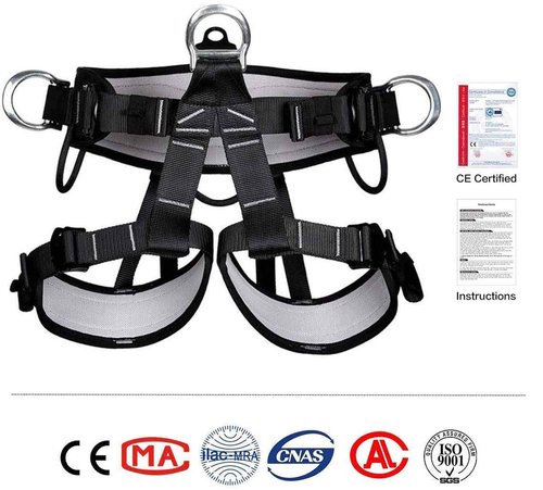 HandAcc Climbing belts, Thicken Professional Safety Belt with Magnesium Alloy Connection Ring, Outdoor Momentum Belt for Rock Climbing, Fire Rescue, Rappelling