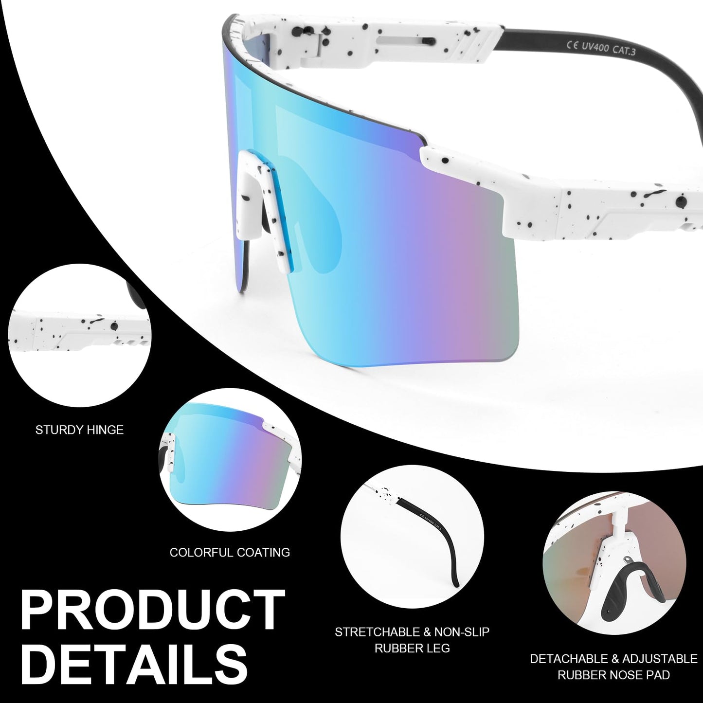 ROIBEAO Professional Cycling Glasses for Men Women, Sports Sunglasses UV Protection for Baseball Cycling Running Driving Fishing Glof, Mountain Bike Sunglasses Youth Adults for Outdoor Sports
