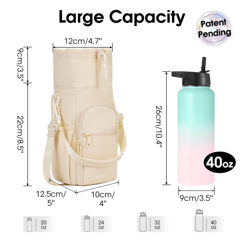 sportsnew Water Bottle Holder 40oz Crossbody Insulated Cup Sleeve Water Bottle Carrier Sling Bag with Phone Pocket, Walking