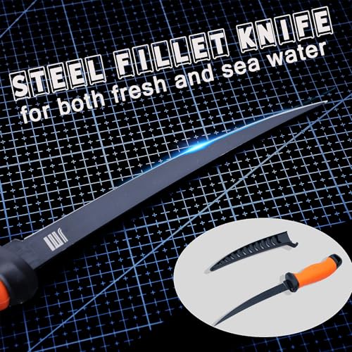 6-Piece Fishing Tool Kit with Pliers, Fillet Knife, Fish Lip Gripper & Retractor