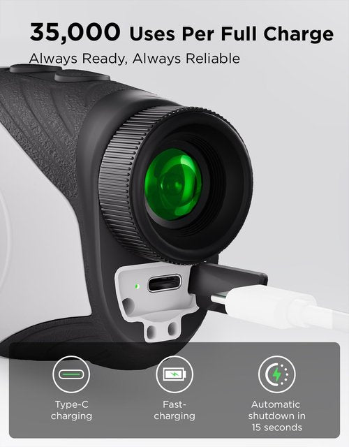BirdieBeam Golf Rangefinder with Slope, 1200Y Laser Range Finder for Golf, 7X Magnification, Flag Lock with Vibration, Magnetic Cart Mount, Ultra-Clear Display, USB-C Rechargeable, Waterproof