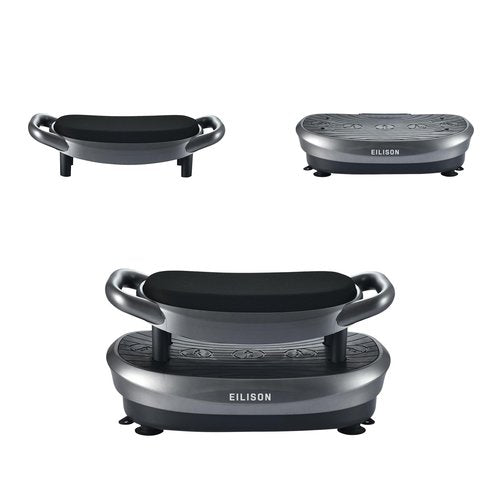 EILISON FITABS 3D Vibration Plate Exercise Machine with Seat - Ocsillation, Pulsation + Vibration Platform, Push Up | Vibration Machine for Lymphatic Drainage, Weight Loss, Recovery (Fitabs Grey)