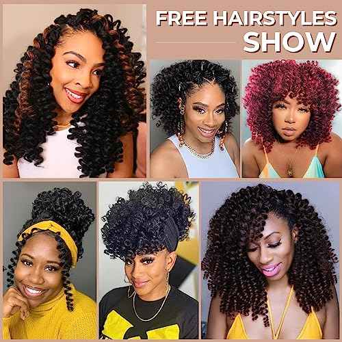 Toyotress Wand Curl Crochet Hair - 12 Inch 6 Packs Natural Black Jamaican Bounce Crochet Hair, Short Bob Curly Crochet Braids Bouncy Curls Synthetic Braiding Hair Extensions (12 Inch, 1B-6P)