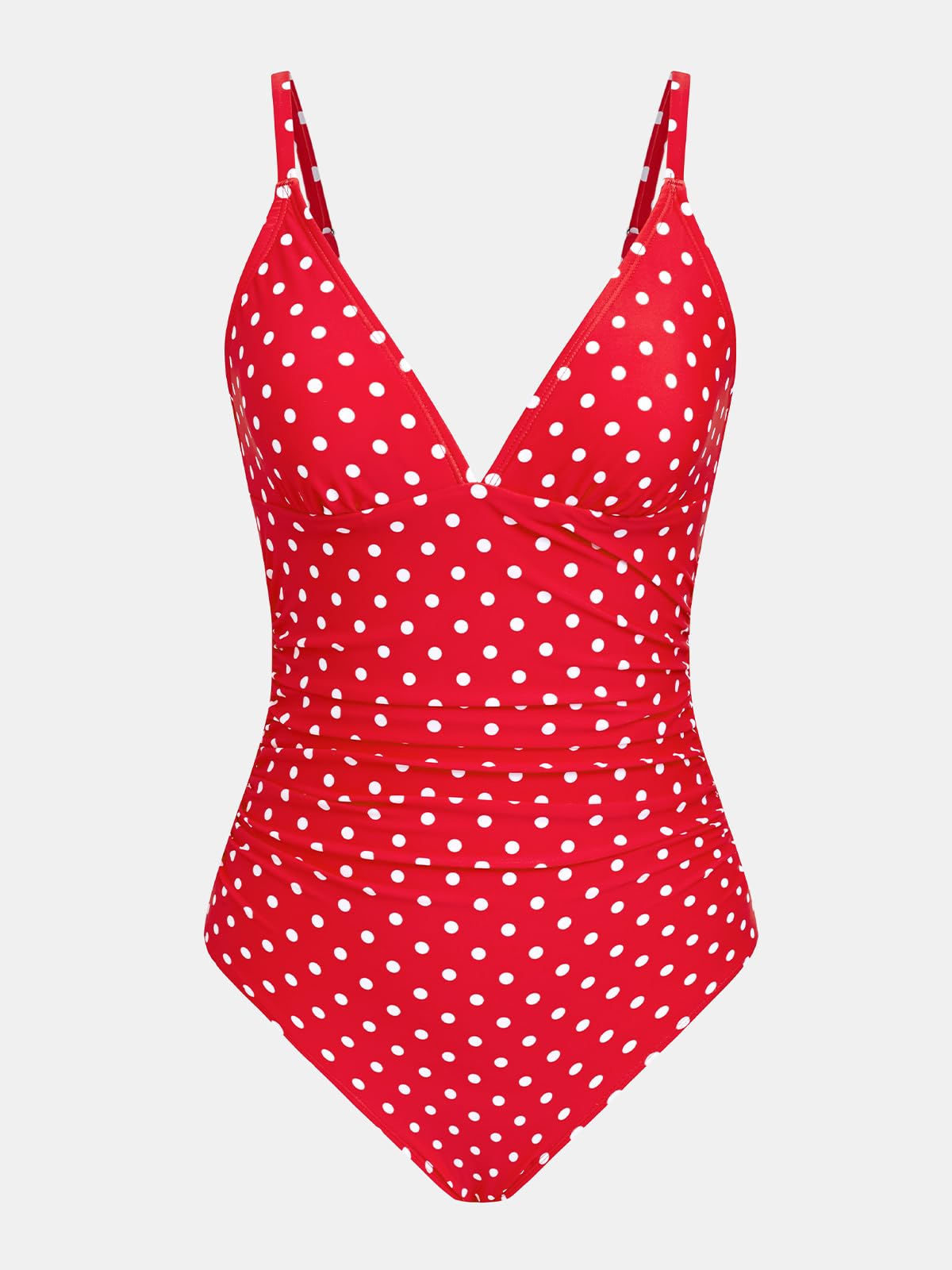 CUPSHE Women's One Piece Swimsuit Bathing Suit V Neck Ruched Adjustable Straps Spaghetti, S