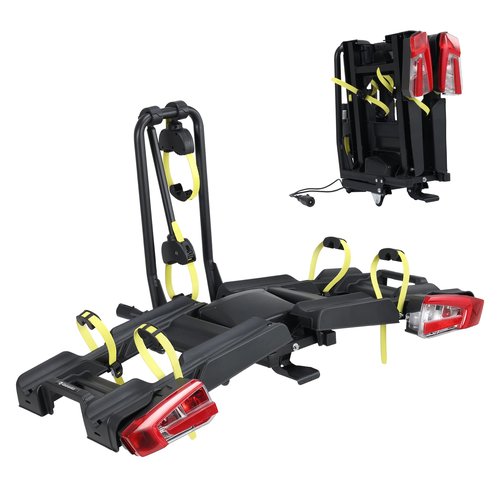Gearantics 2 E-Bike Foldable Hitch Mount Bike Rack with Light for 2" Receiver SUV & Trucks, Up to 4'' Fat Tire, Lockable Hitch Racks for E-Bike with Ramp and Wheels, 180 LBS Capacity
