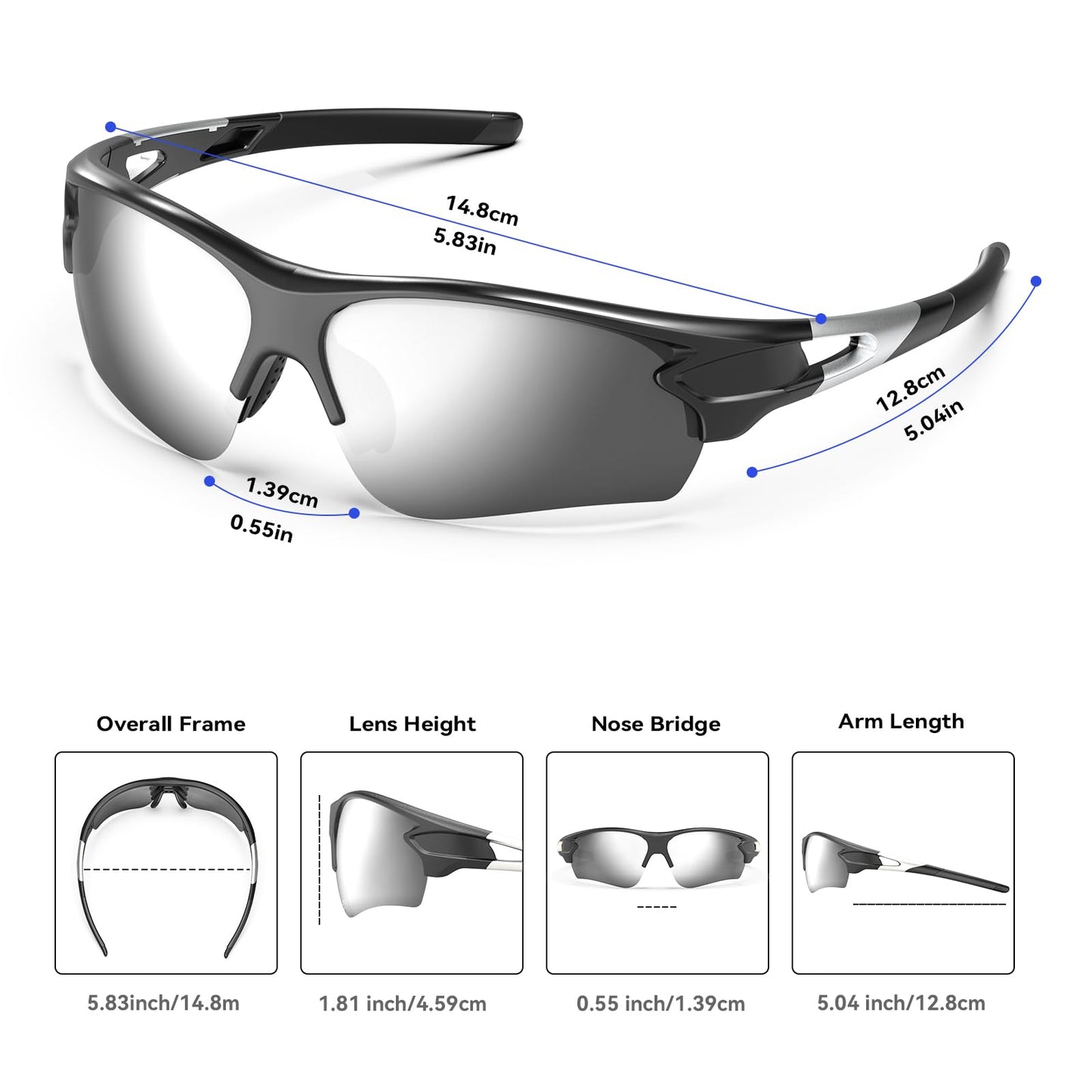 BEACOOL Polarized Sports Sunglasses for Men Women Youth Baseball Fishing Cycling Running Golf Motorcycle Tac Glasses UV400