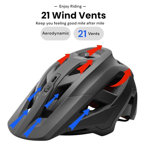 KINGBIKE Mountain Bike Helmet MTB Cycling Helmets Bicycle Helmet with Adujustable Visor for Youth Adults Men Women 2 Sizes (Matte Black, L)