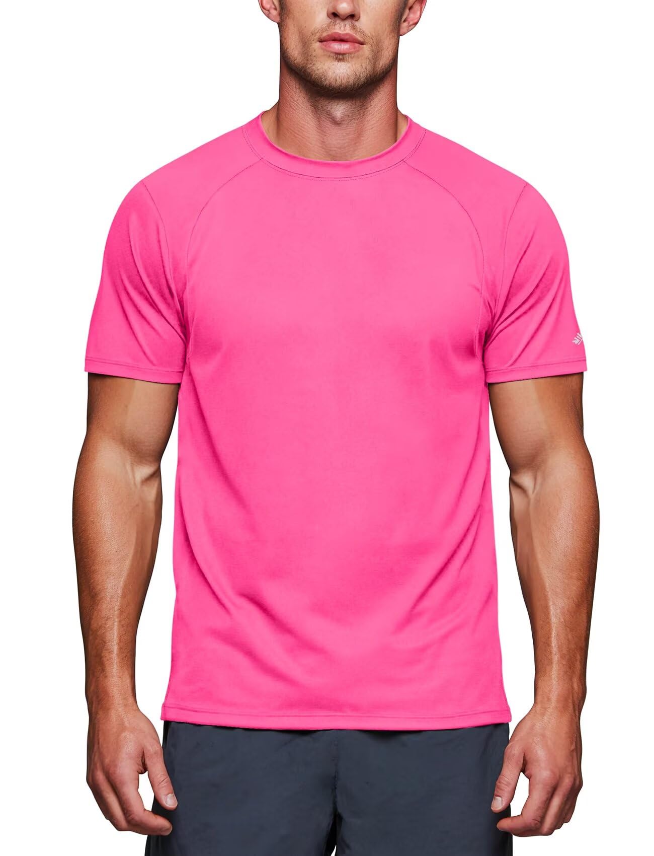 Zengjo Gym Shirts for Men Workout(Hot Pink,Large)