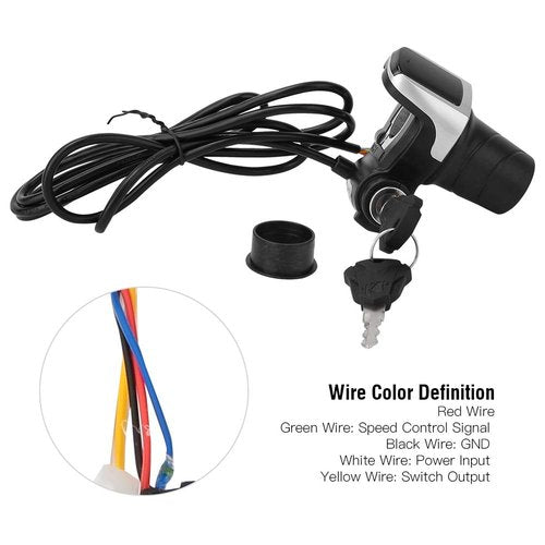 YYMTTOR 36V Twist Grip Throttle with LCD Display (Power Indicator) & Key Lock - Universal Fit, Easy Install for E-Bikes/Scooters/Motorcycles