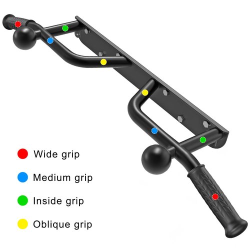 Kipika Heavy Duty Wall Mounted Pull Up Bar, Ball Finger Grip Training, 1 3/10" Durable Steel Tubing, 5 Hand Grip, 38" Wide, 6" Wall to Bar Spacing, More Stable 6 Hole