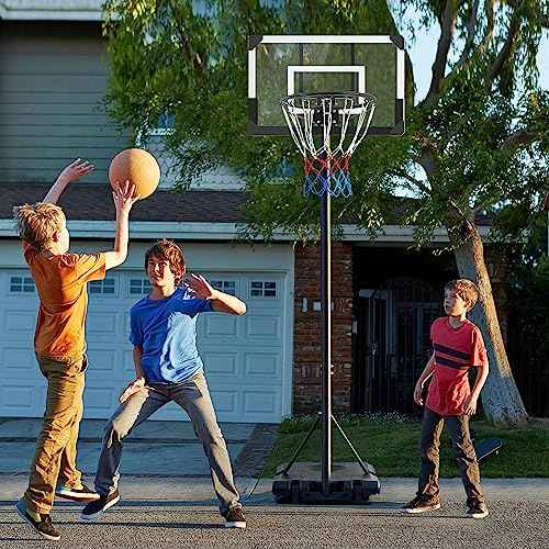 Yaheetech Kids Basketball Hoop Outdoor Portable Basketball Goals Court Freestanding 7ft-8ft Height Adjustable for Indoor/Outdoor Sports