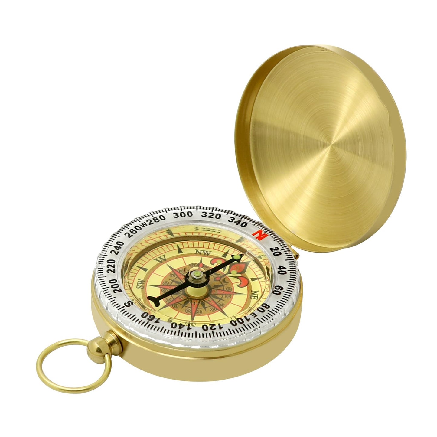 Waterproof Brass Compass for Hiking, Survival & Navigation – Large Dial Pocket Compass with Keychain Loop, Ideal Metal Brujula de Mano for Kids, Scouts, Hunting & Compass Gifts for Men
