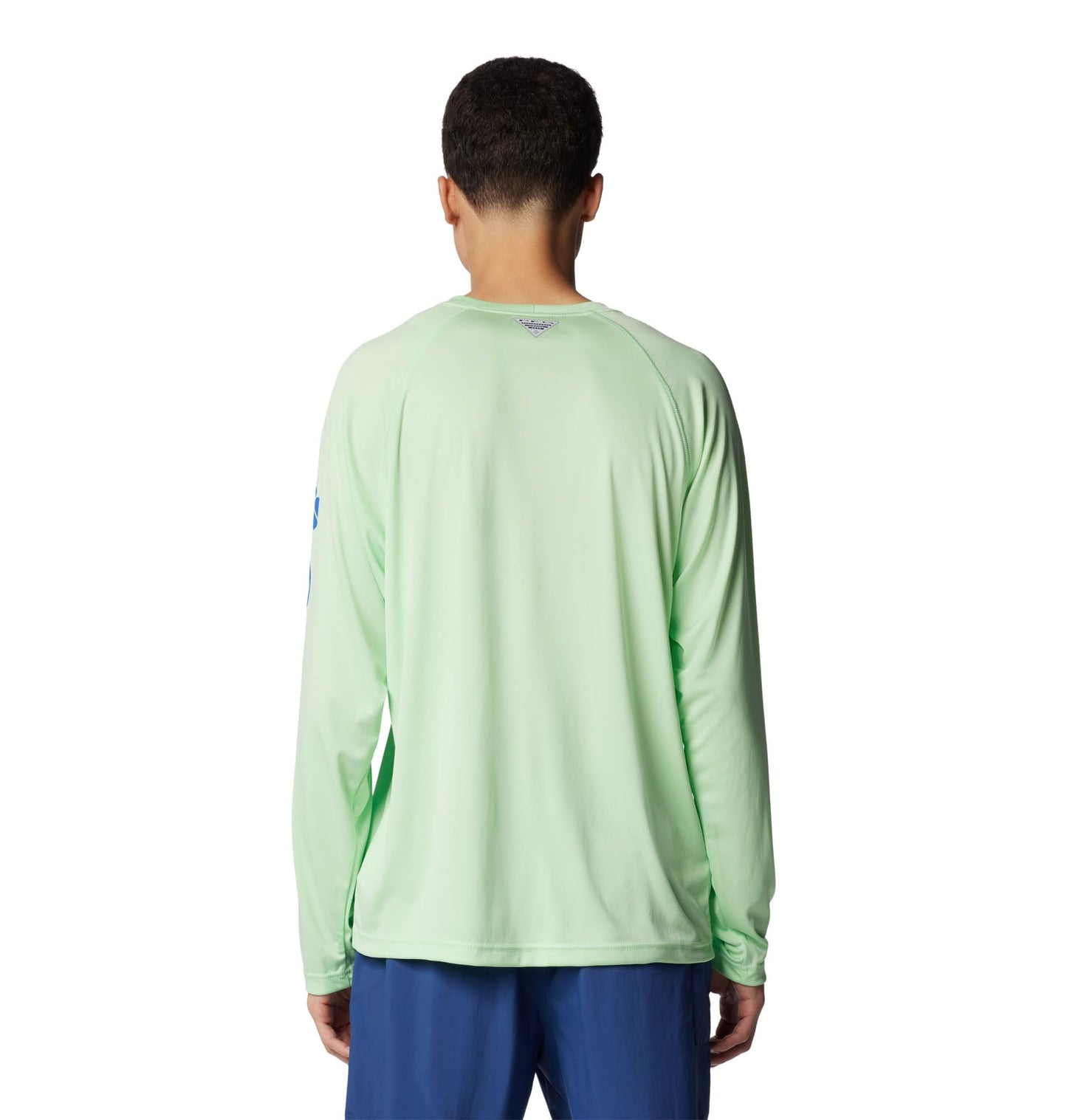Columbia Men's PFG Terminal Tackle Long Sleeve Fishing Shirt, Key West/Vivid Blue Logo, Large Tall